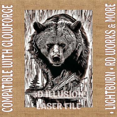 Bear 3d illusion & laser - ready file - 3DWave.us